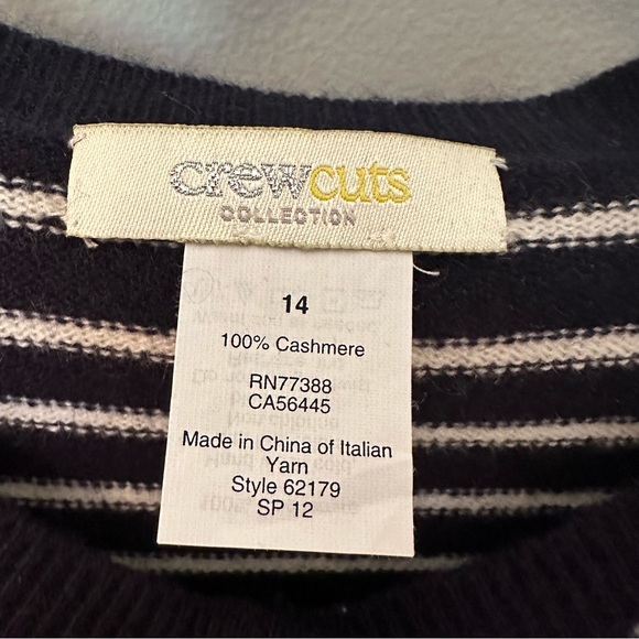 NWOT Crewcuts Collection 100% Cashmere Mixed Stripe Cardigan — Size 14 - Picture 5 of 6